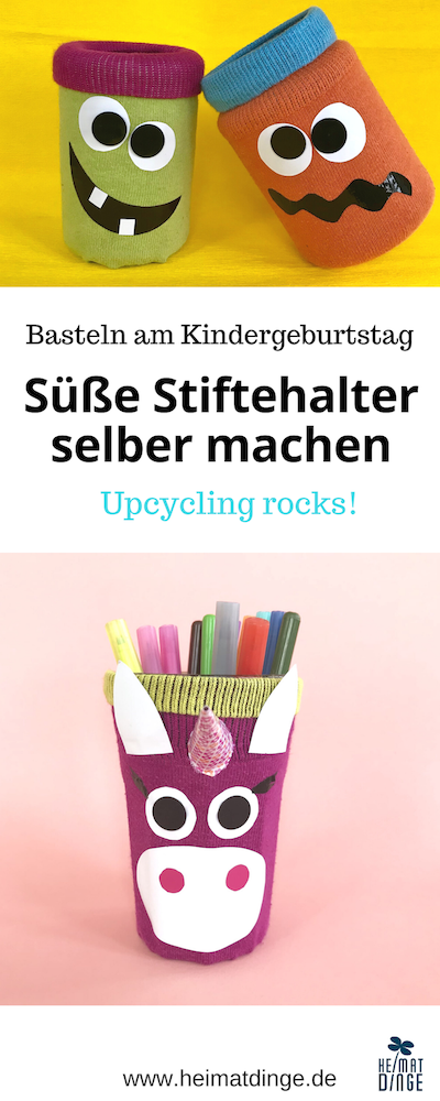 Stiftehalter basteln, bastelidee für kindergeburtstag, upcycling diy
