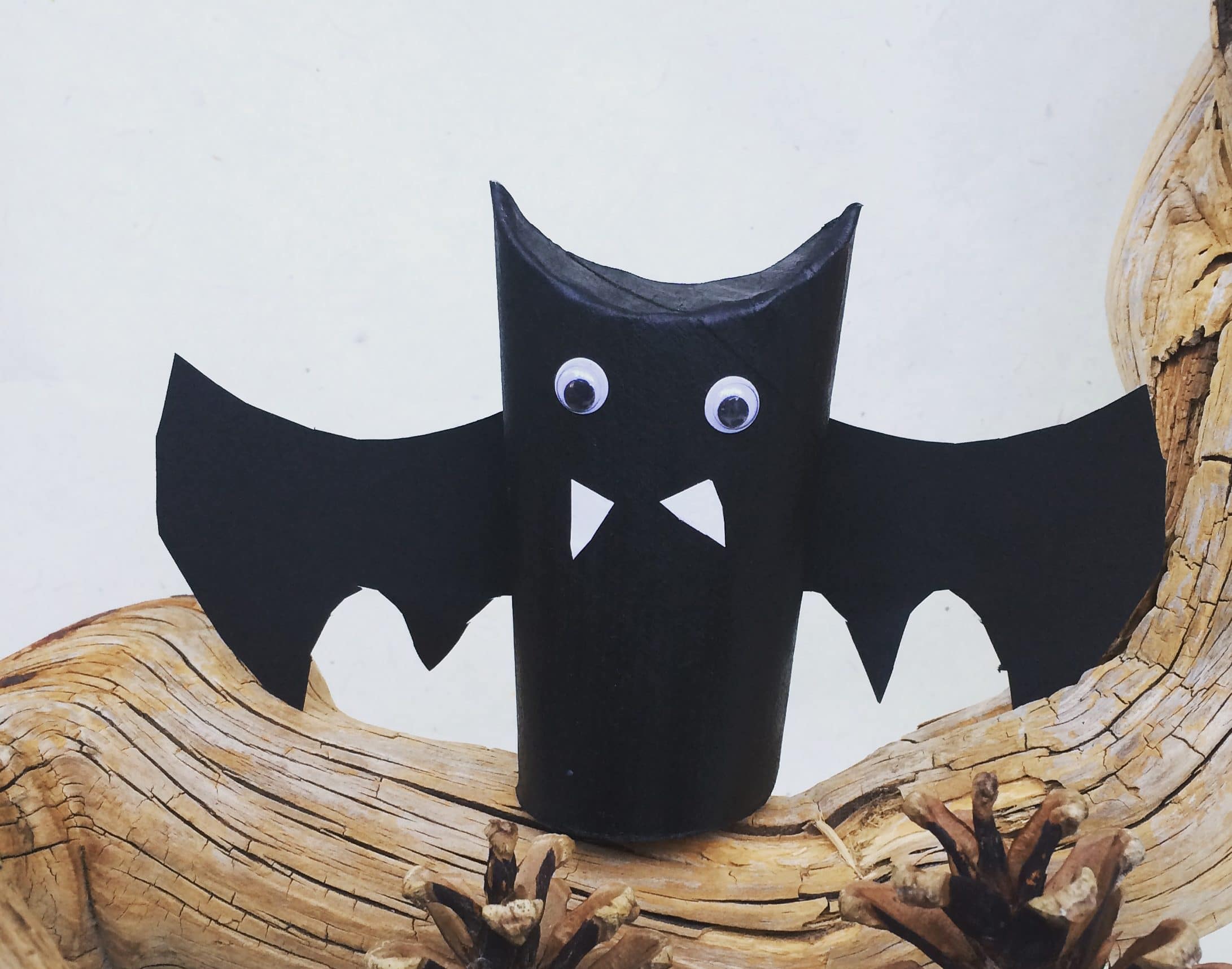 Fledermaus aus Klorolle basteln, Halloween