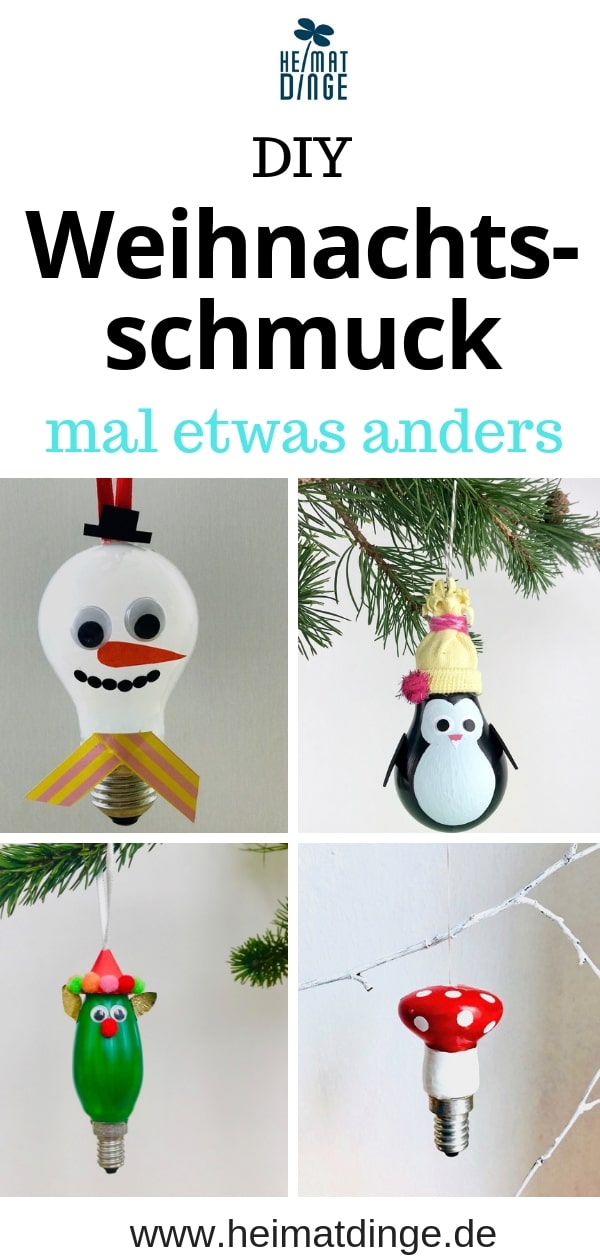 DIY Weihnachtsschmuck, Gluehlampen, basteln, Upcycling
