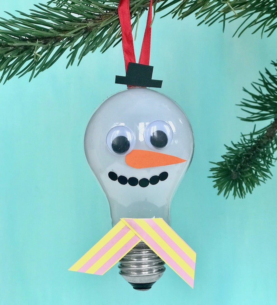 Baumschmuck Schneemann, selber machen, Upcylcing, Glühlampe