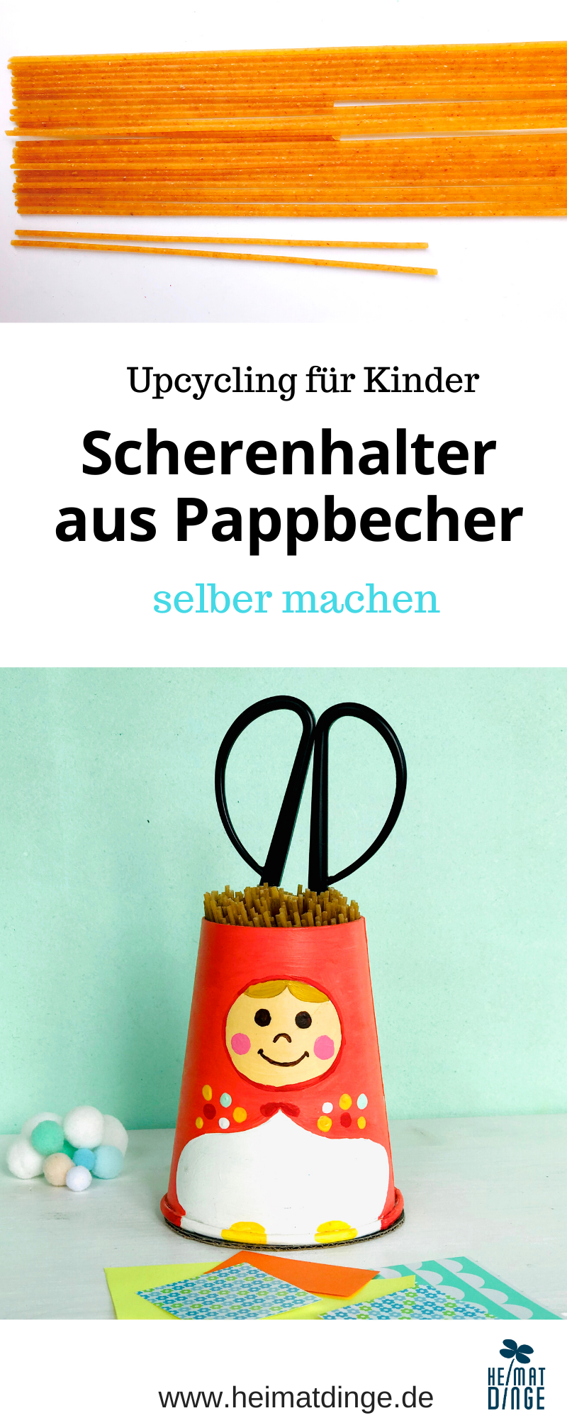 Basteln mit Pappbechern, Stiftehalter selber machen