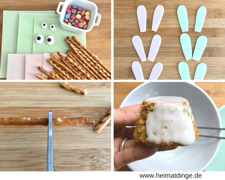 Zutaten fuer Osterhasen Karotten Muffins und Anleitung