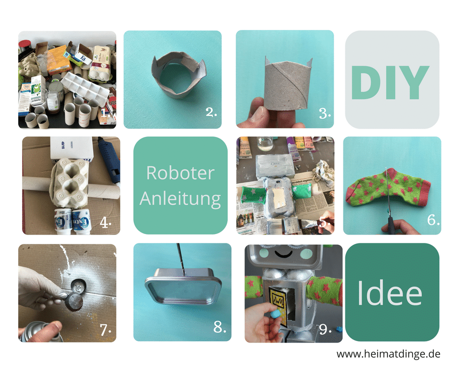 DIY Trash Roboter aus Verpackungen selber machen, Anleitung
