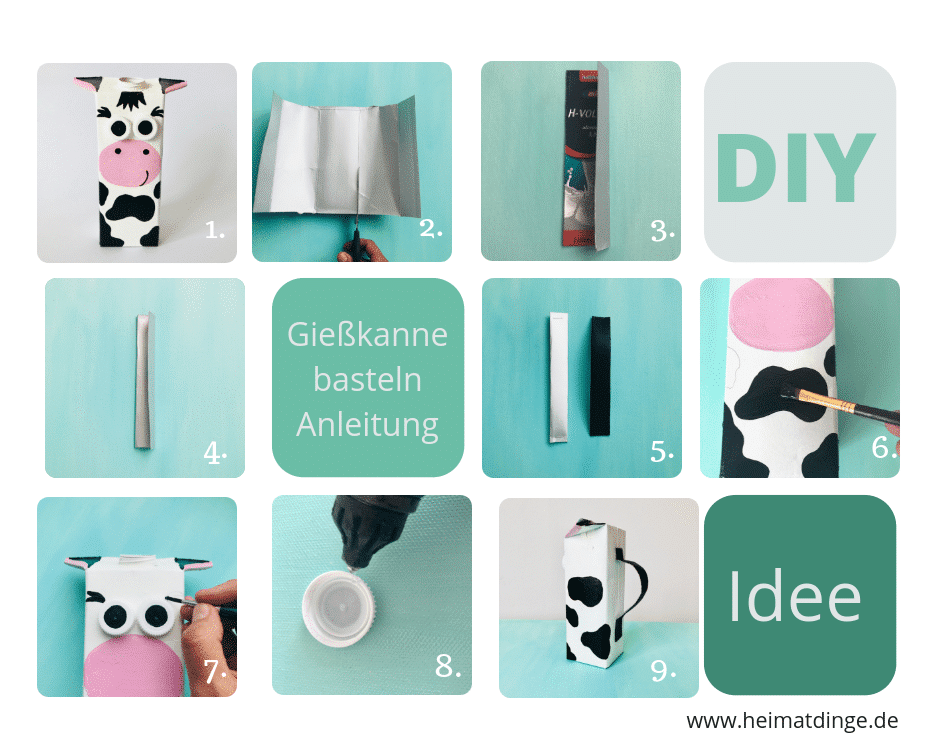 Gießkanne fuer Kinder, Tetrapak, Milchkarton, Anleitung