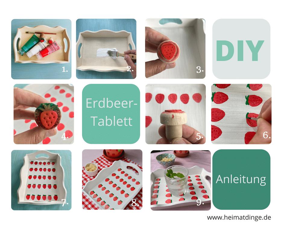 DIY Tablett Erdbeeren Sommer selbermachen, Anleitung 