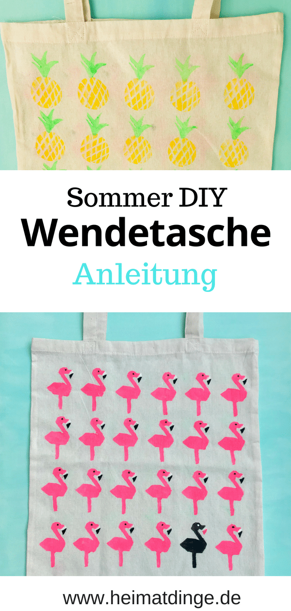 Stofftasche, Kartoffeldruck, Ananas, selber machen