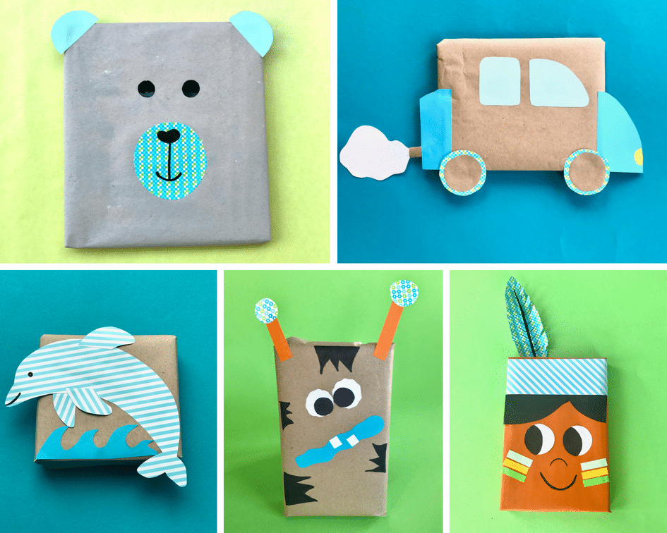 Geschenkverpackung für den Kindergeburtstag – 12 kreative und originelle Verpackungsideen 5 kindergeburtstag-geschenk-verpacken-junge-jungs-ideen-upcycling-baer-indianer-auto-monster-indianer