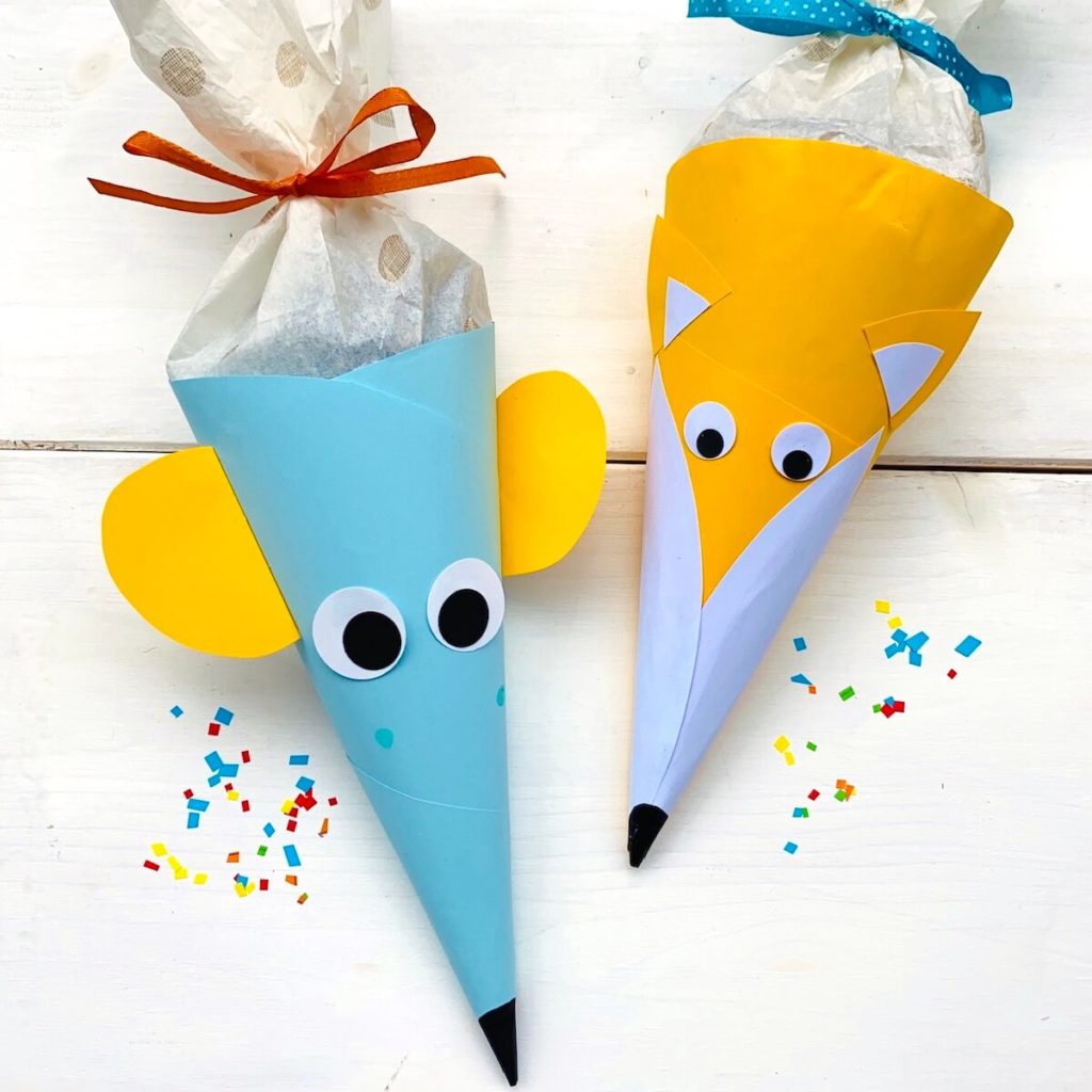 5 ganz besondere Ideen für die Einschulung 8 ideen-fuer-die-einschulung-mini-schultuete-selbermachen-maus-fuchs