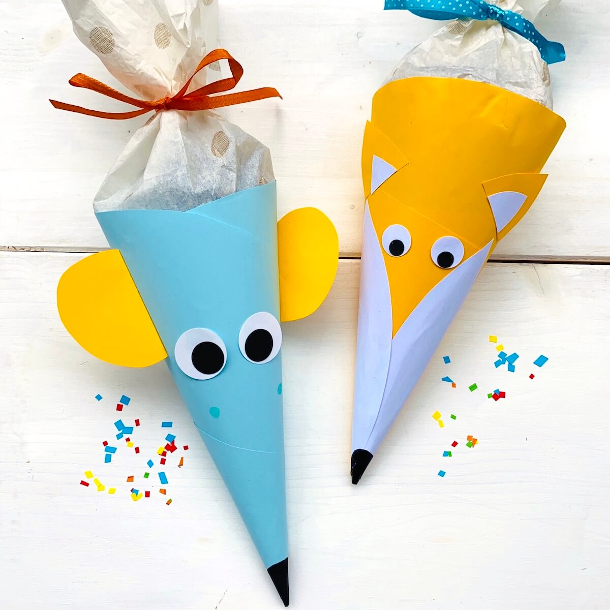 ideen-fuer-die-einschulung-mini-schultuete-selbermachen-maus-fuchs