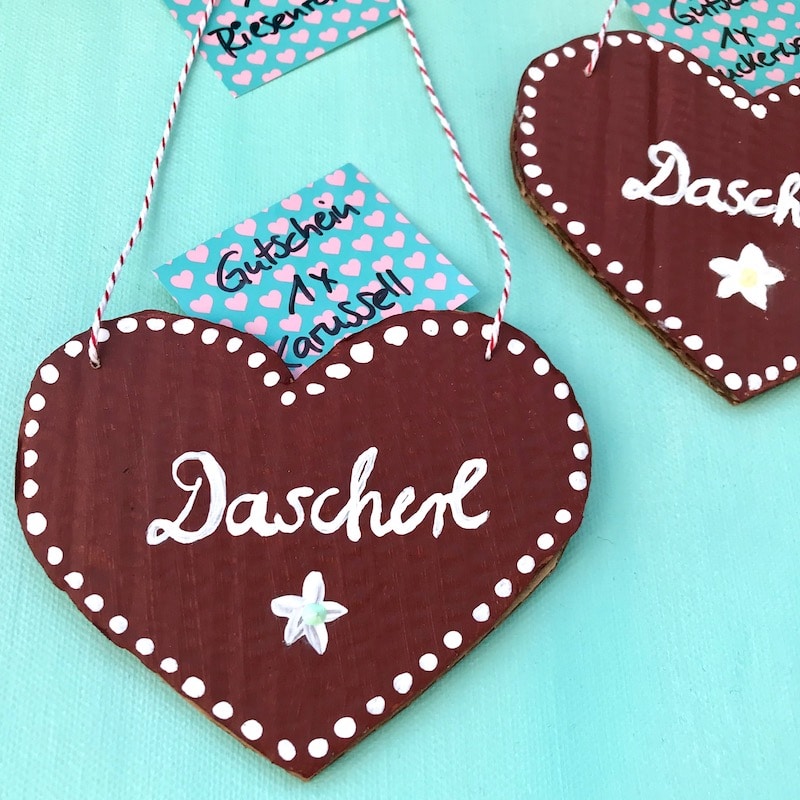 Oktoberfest deko basteln, Herz, Gutscheine, basteln