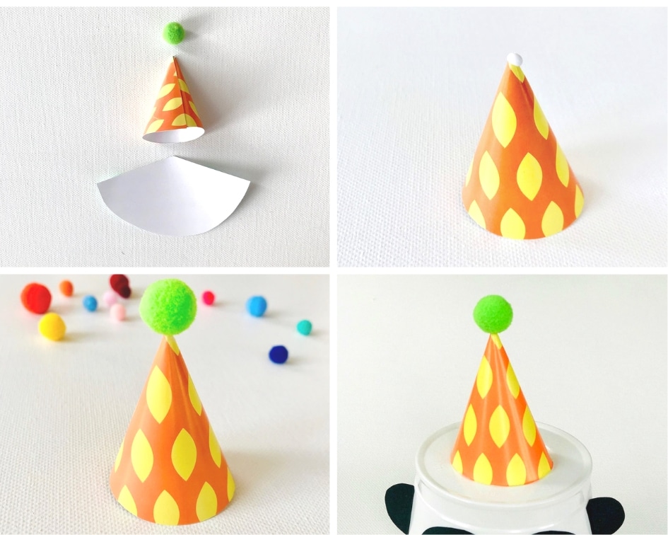 Partyhuetchen basteln, Pandabaer basteln, Hut, Anleitung