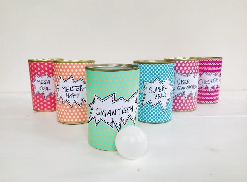 Dosenwerfen, Kindergeburstag, basteln, Upcyling fuer Kinder