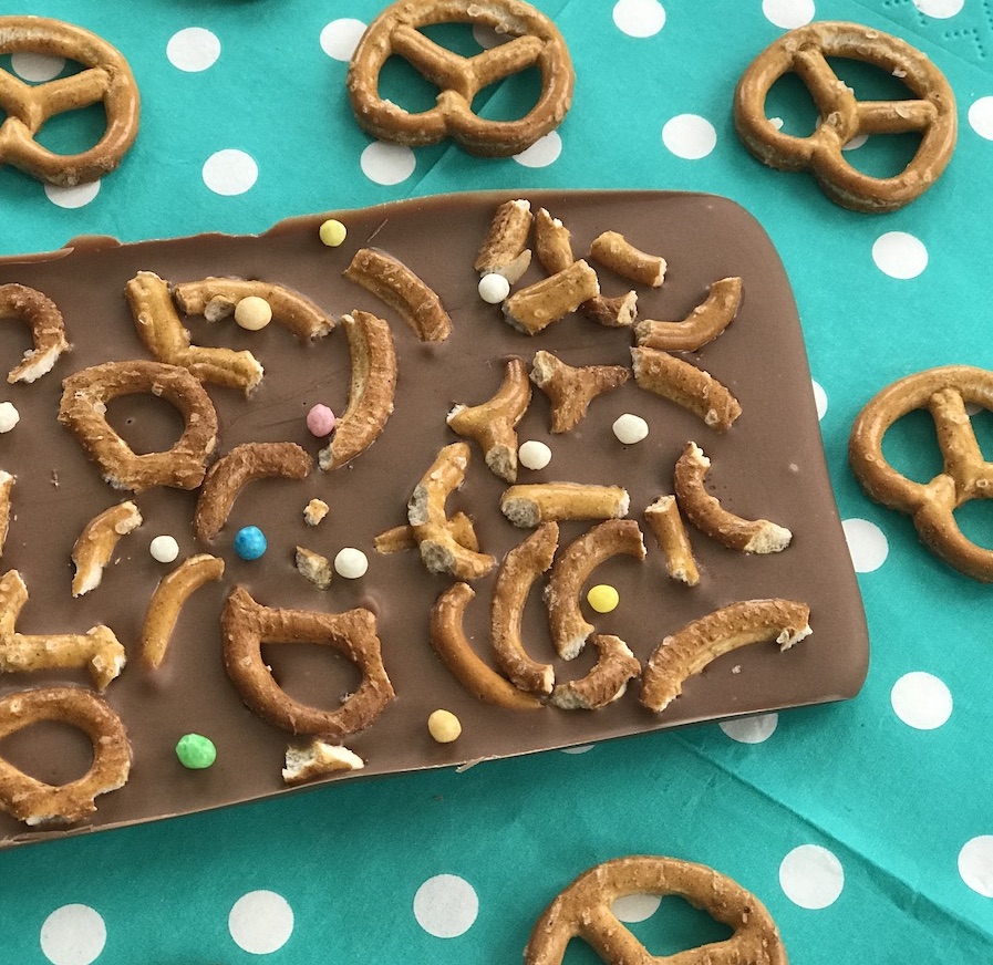 Schokolade selber machen, Salzbrezeln, Kinderparty