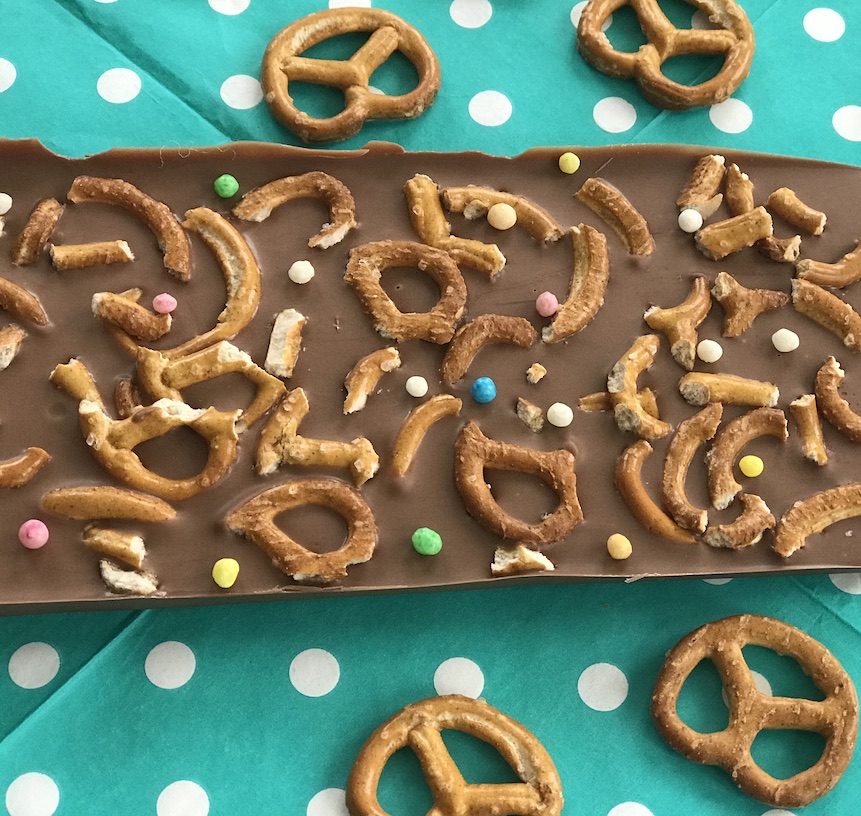 Schokolade selber machen, Salzbrezeln, Kinderparty, Spielideen