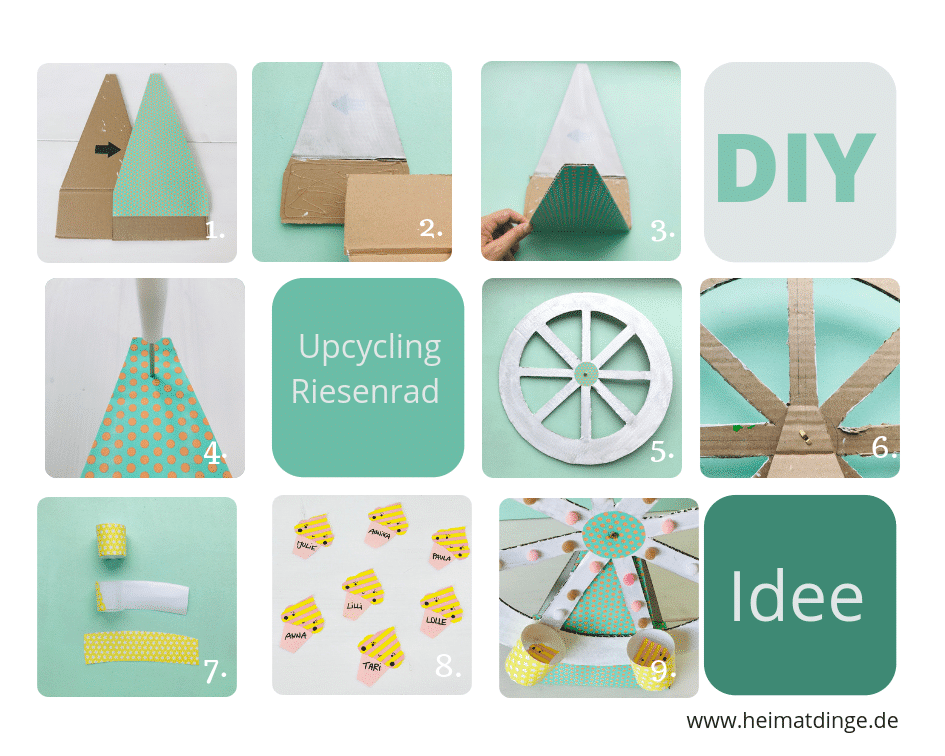 Riesenrad aus Pappe, Anleitung, Upcycling
