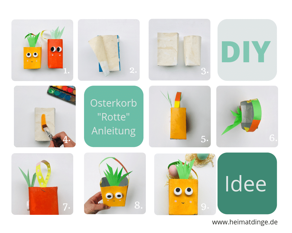 Osterkorb basteln, Upycling mit Kinder,n Osterbasteln Grundschule, Anleitung
