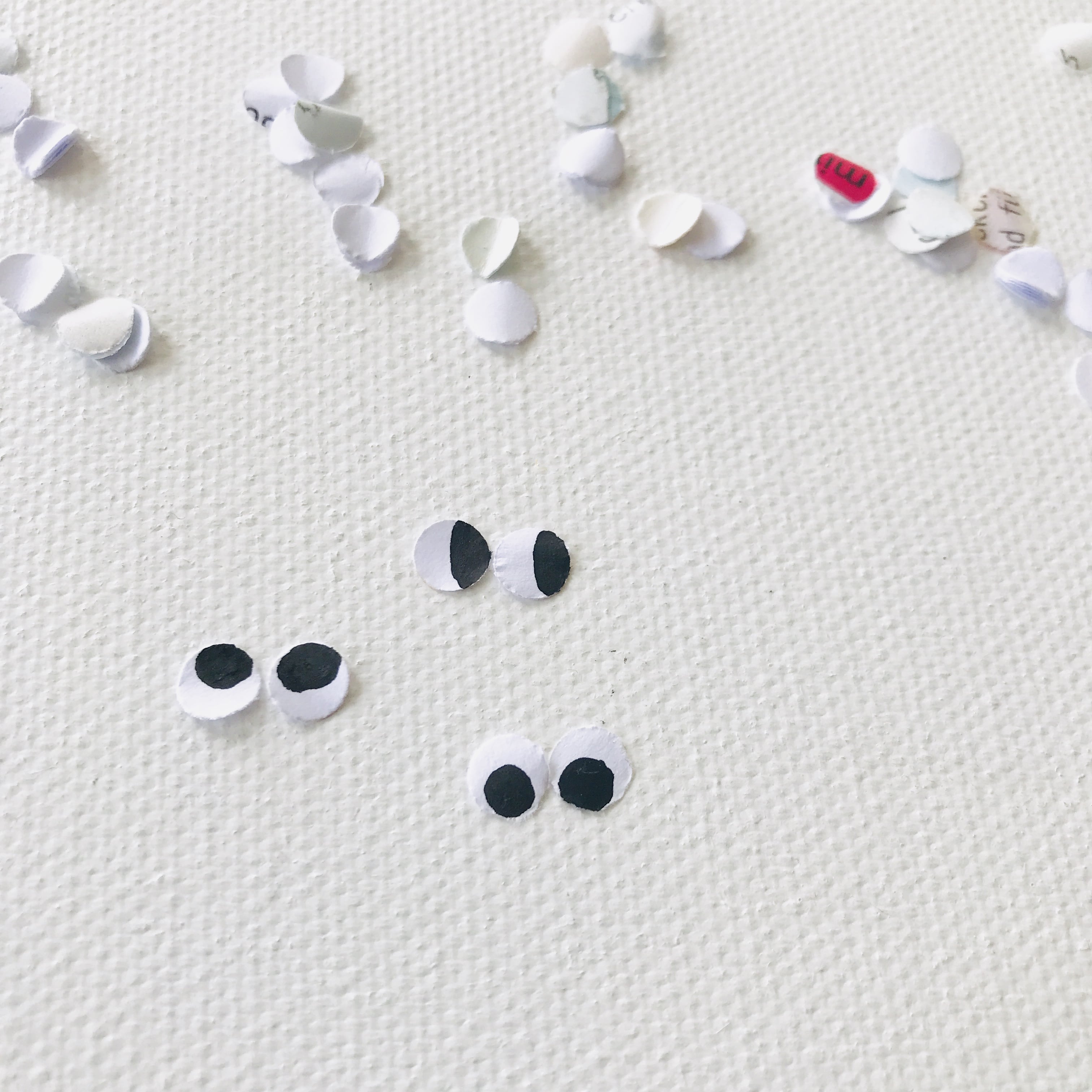 Voegel aus Pompons basteln, Augen, Upcycling