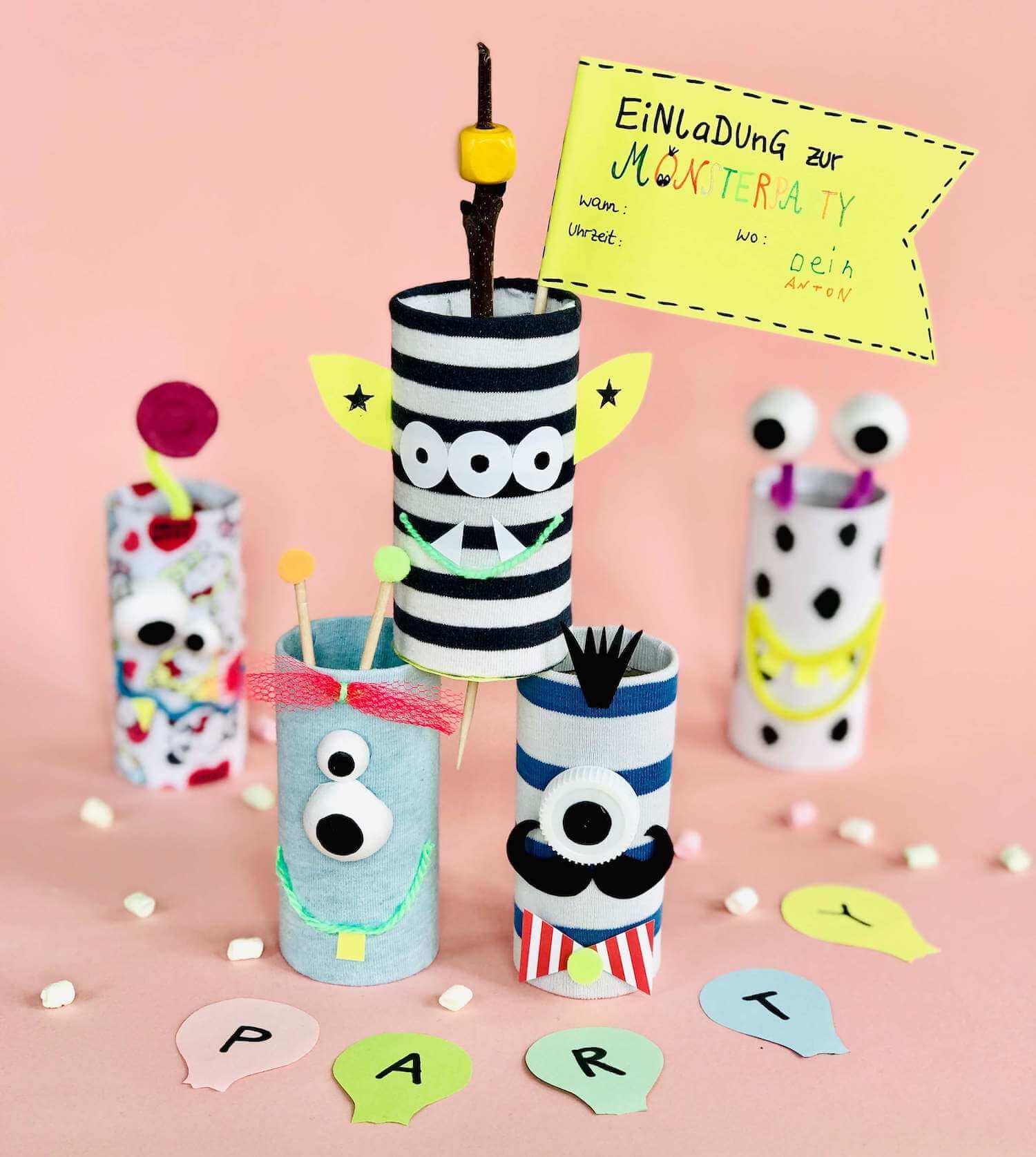 monster-einladung-basteln-recycling-idee