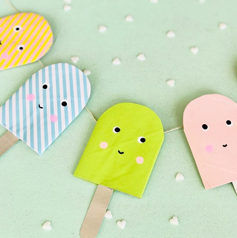 DIY eis girlande aus toilettenpapier 