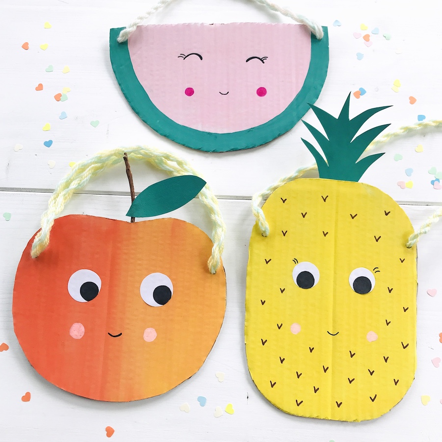 Basteln am Kindergeburtstag, Tutti Frutti Mitgebseltuete, Upcylcing fuer Kinder