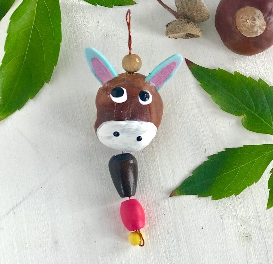 Basteln mit Kastanien, Esel und Faultier basteln