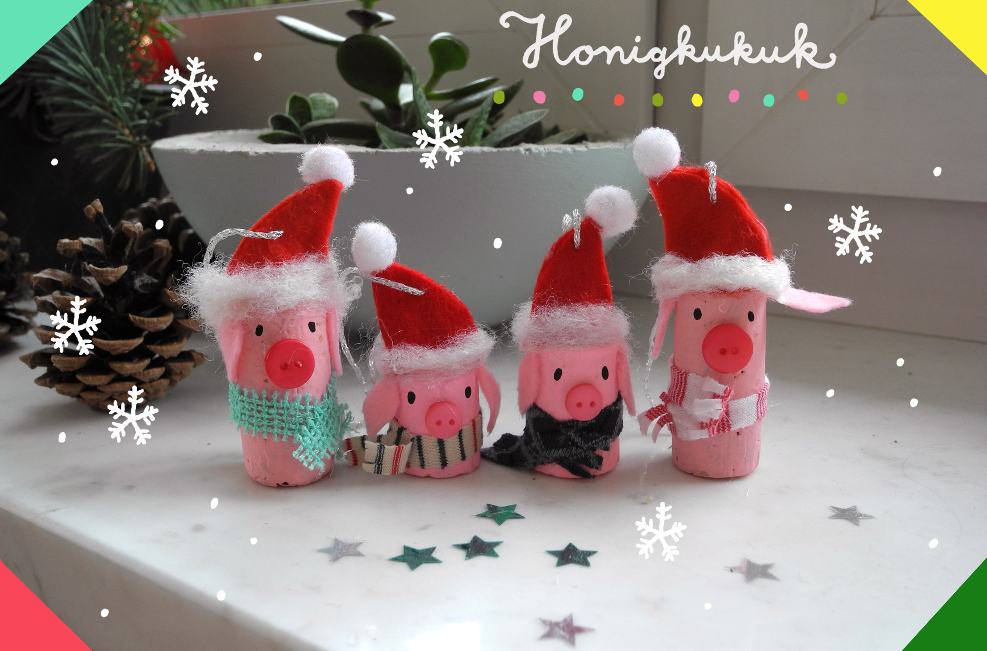 Weihnachtsgeschenke mit Kindern selber machen: 5 zauberhafte Ideen 6 Weihnachts Anhaenger aus Korken basteln, Upcycling fuer Kinder, Weihnachtsdeko selber machen