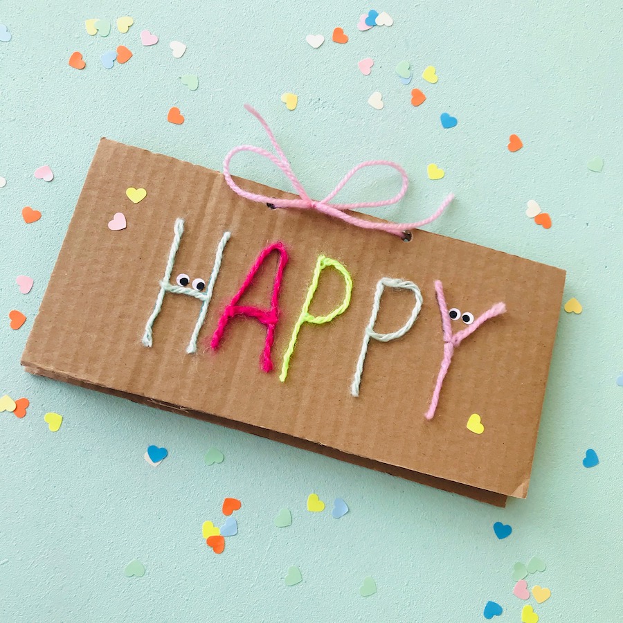 Pop Up Karte basteln Herz, muttertagsgeschenk basteln kinde, Upcycling Kinder