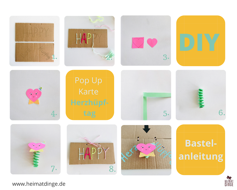 Pop Up Karte basteln Herz, Anleitung, Upcycling DIY