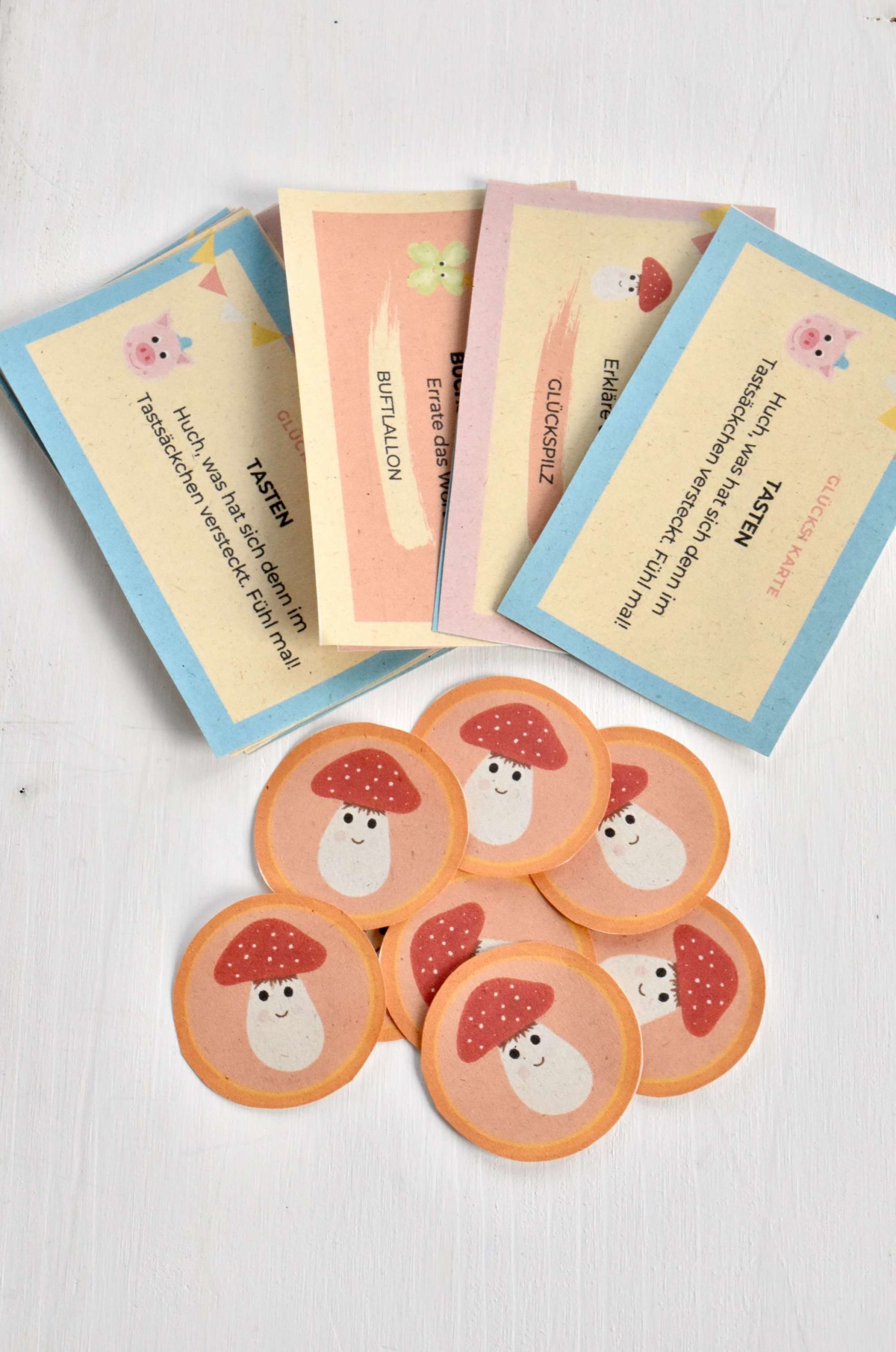 Lustiges DIY Party-Spiel für Silvester und Kinderpartys / PDF-Vorlage 4 das-gluecksi-spiel-zum ausdrucken-spielkarten-vorlagen-partyspiel-kinderparty