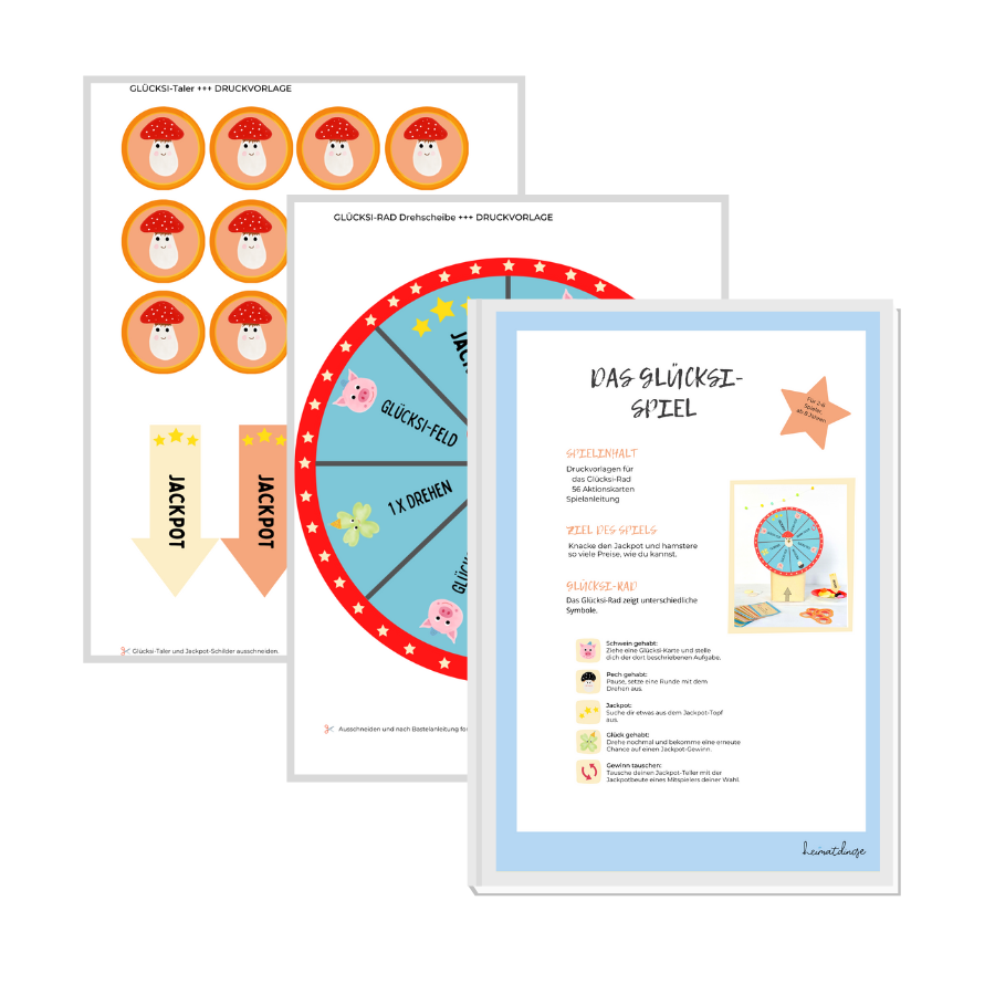 Lustiges DIY Party-Spiel für Silvester und Kinderpartys / PDF-Vorlage 5 das-gluecksispiel-spiel-zum-ausdrucken-vorlage-basteln-diy-selbermachen