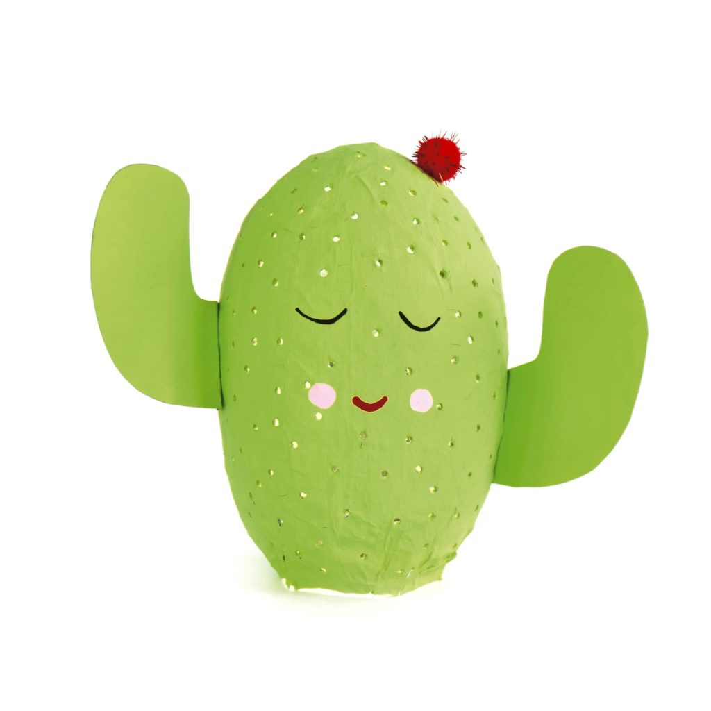 Sommer DIY: kuschelige Kaktus Lampe basteln 10 kaktus-lampe-aus-mehlkleister-basteln-recyclingidee-kinder