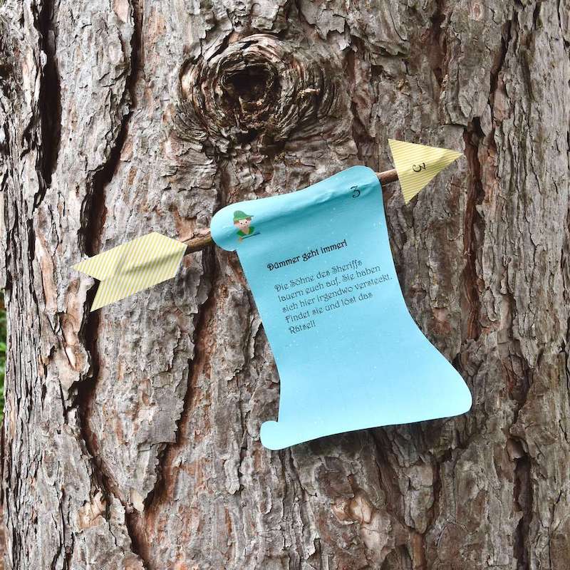 robin-hood-kindergeburtstag-schnitzeljagd-bastelvorlage-hinweise