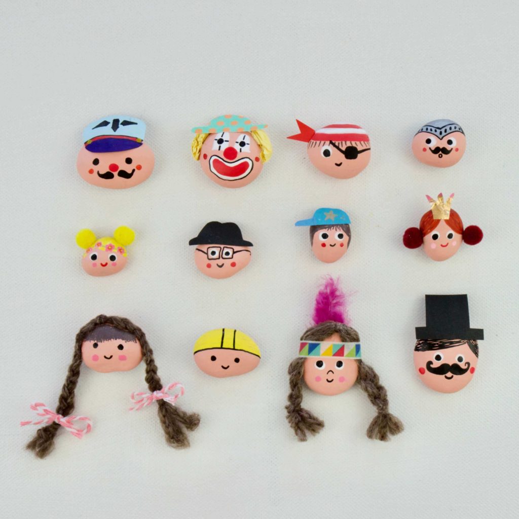 Lustiges Zug-Spiel aus Steinen basteln 5 steine-fuer-kinder-bemalen-ideen