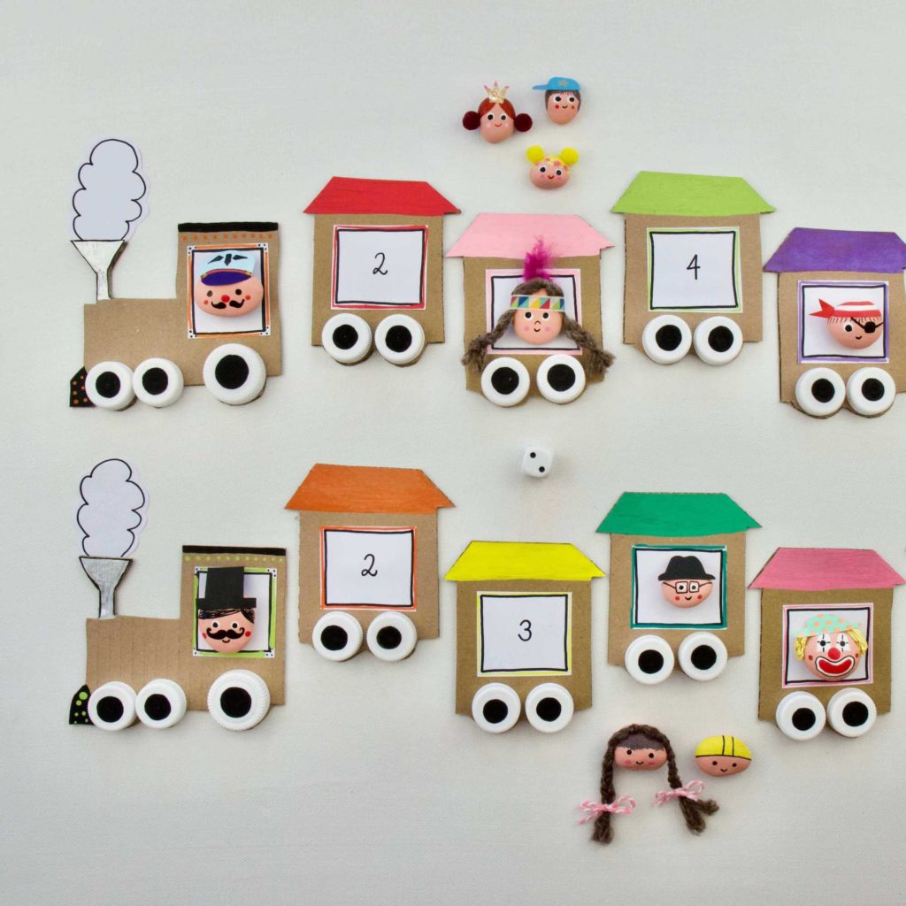 Lustiges Zug-Spiel aus Steinen basteln 8 zug-spiel-fuer-kinder-basteln-anleitung