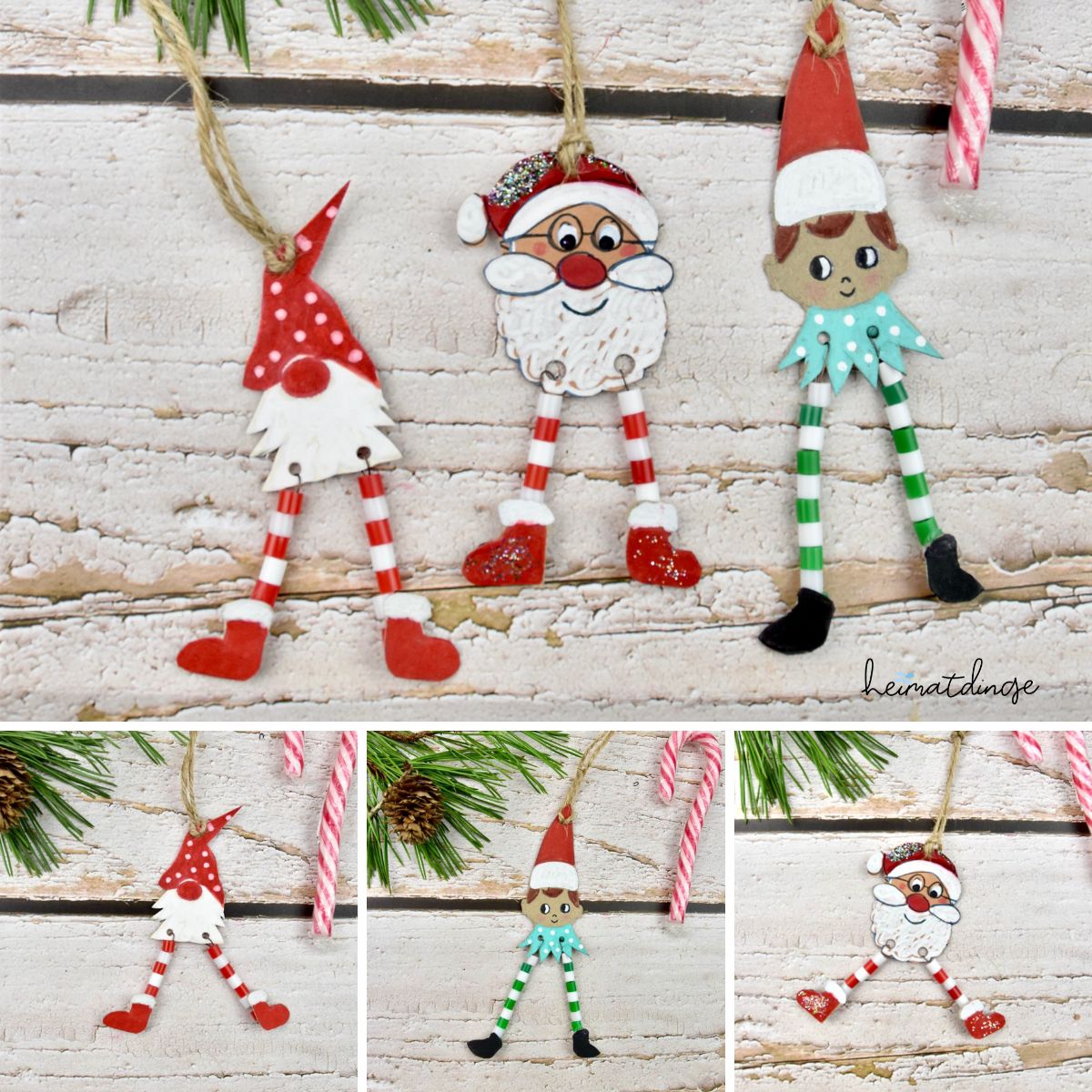 DIY Weihnachtsanhänger mit Wackelbeinen / PDF-Vorlage 2 weihnachtsmann-elf-basteln-wackelbeine-vorlage-sampler