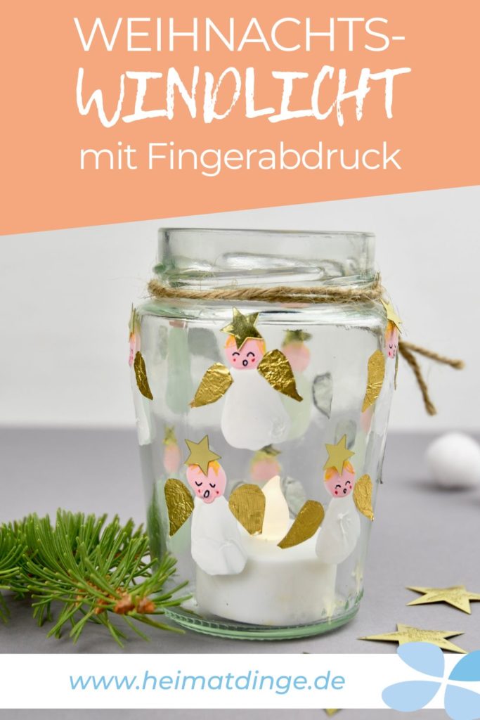 engel windlicht mit fingerabdruck weihnachten basteln