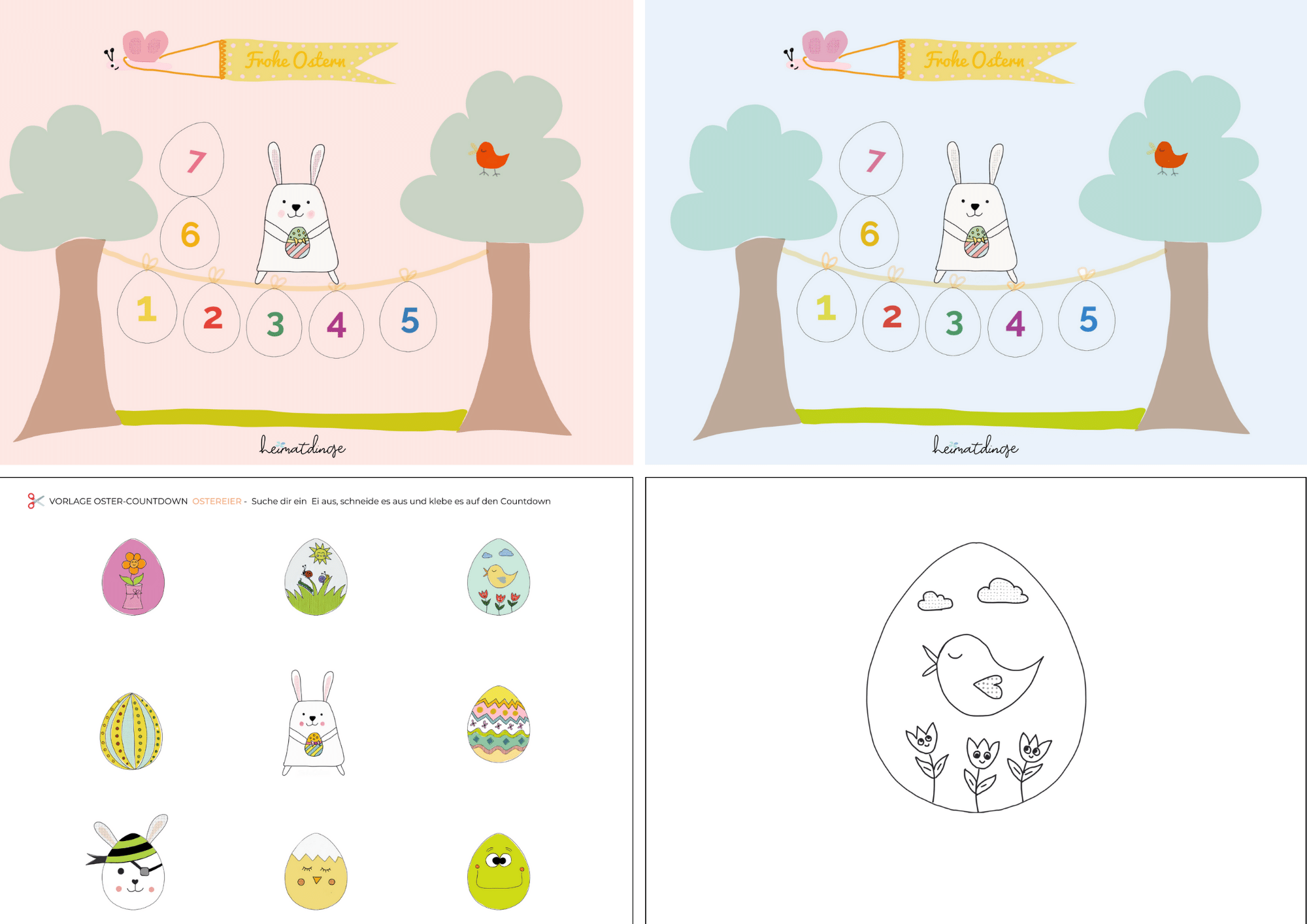 Oster-Countdown und Girlande, PDF-Vorlage 3 ostern-basteln-mit-kindern-vorlagen-countdown-