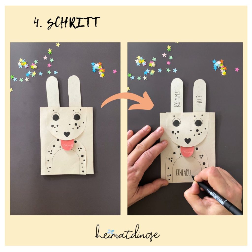 Einladung für den Kindergeburtstag basteln 8 einladung-kindergeburtstag-basteln-hund-karte-vorlage