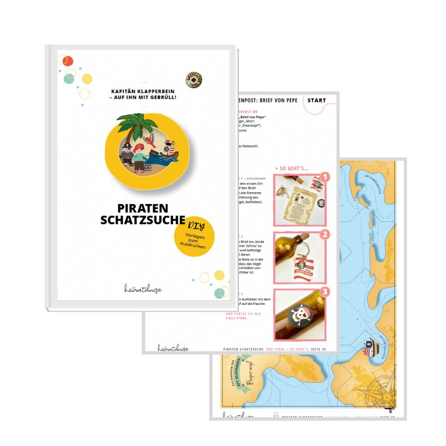 Piraten SCHATZSUCHE mit Geschichte, Aufgaben, Rätseln und Spielen, 4-7 Jahre / PDF-Vorlage 10 piraten-schatzsuche-vorlagen