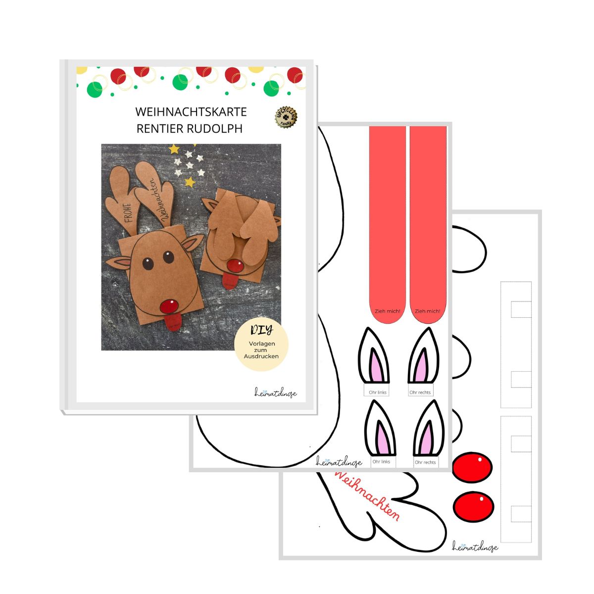 DIY Weihnachtskarte basteln mit Kindern - "Rentier Rudolph"/ PDF-Vorlage 5 DIY Weihnachtskarte basteln mit Kindern - "Rentier Rudolph"/ PDF-Vorlage – Bild 5
