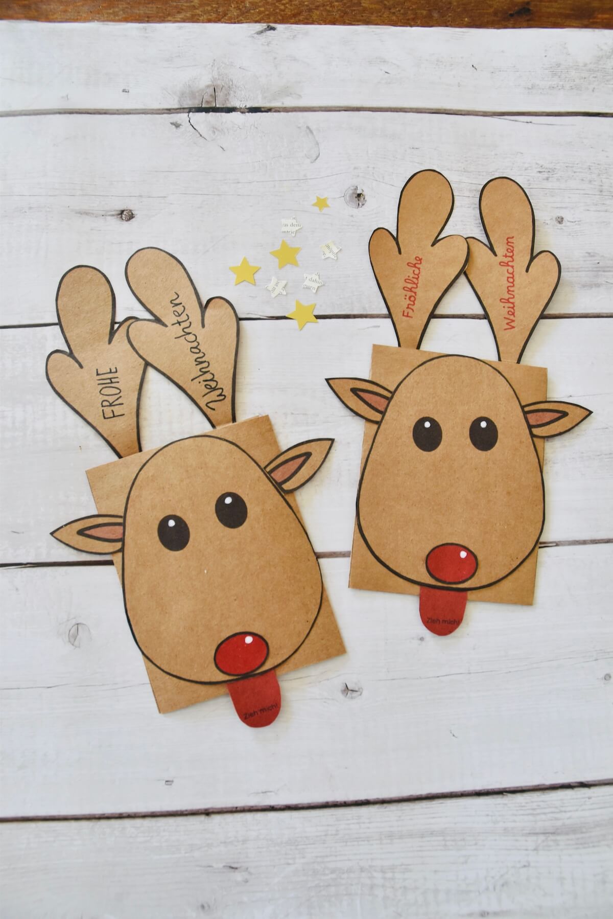 DIY Weihnachtskarte basteln mit Kindern - "Rentier Rudolph"/ PDF-Vorlage 2 DIY Weihnachtskarte basteln mit Kindern – Rentier Rudolph