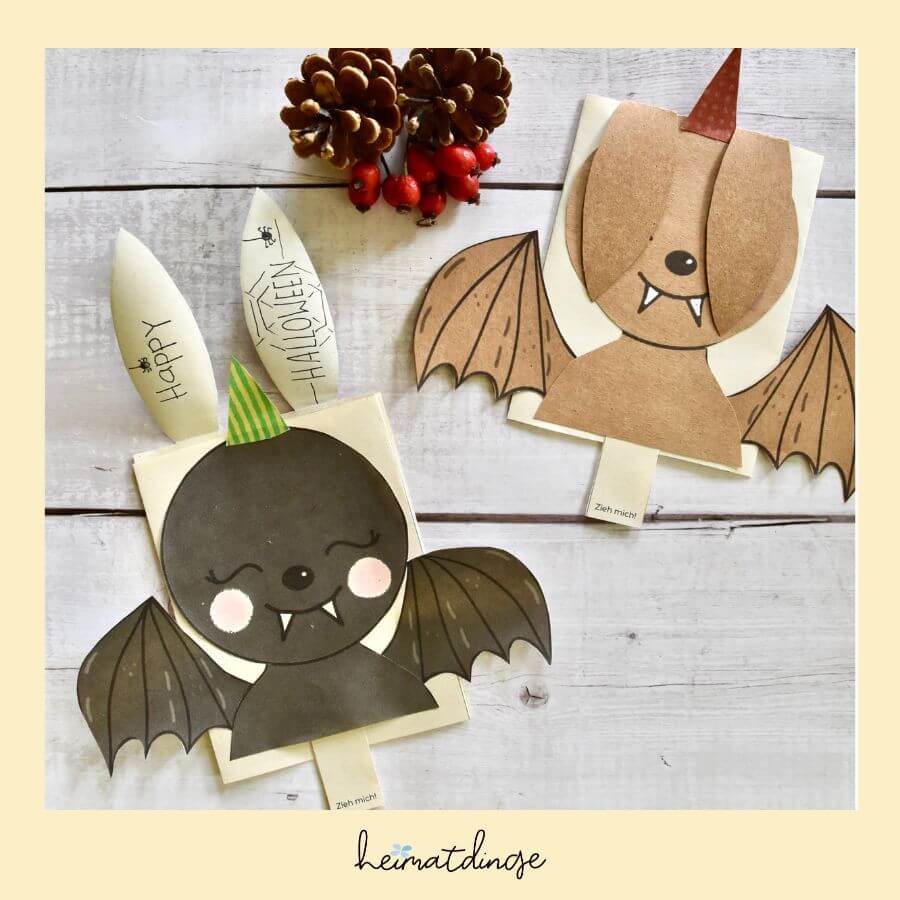fledermaus klappkarte mit kindern basteln