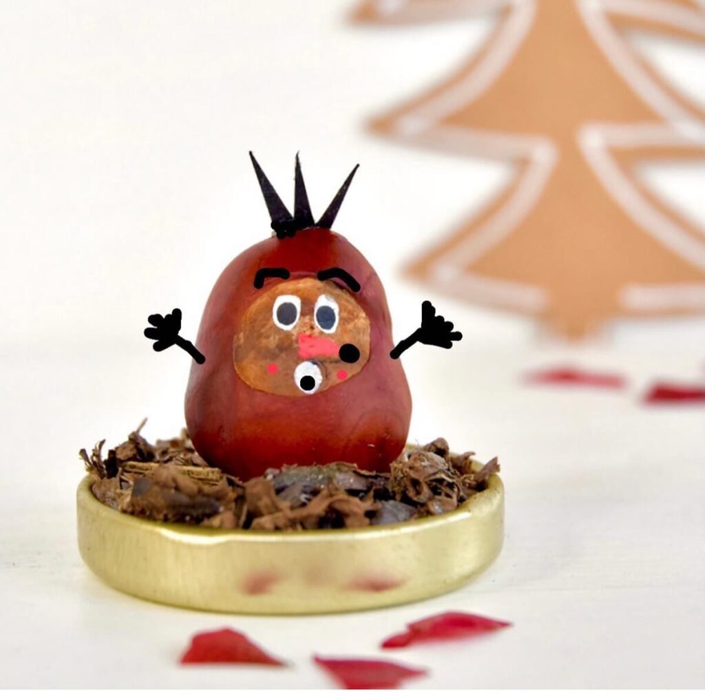 Maulwurf aus Kastanien basteln