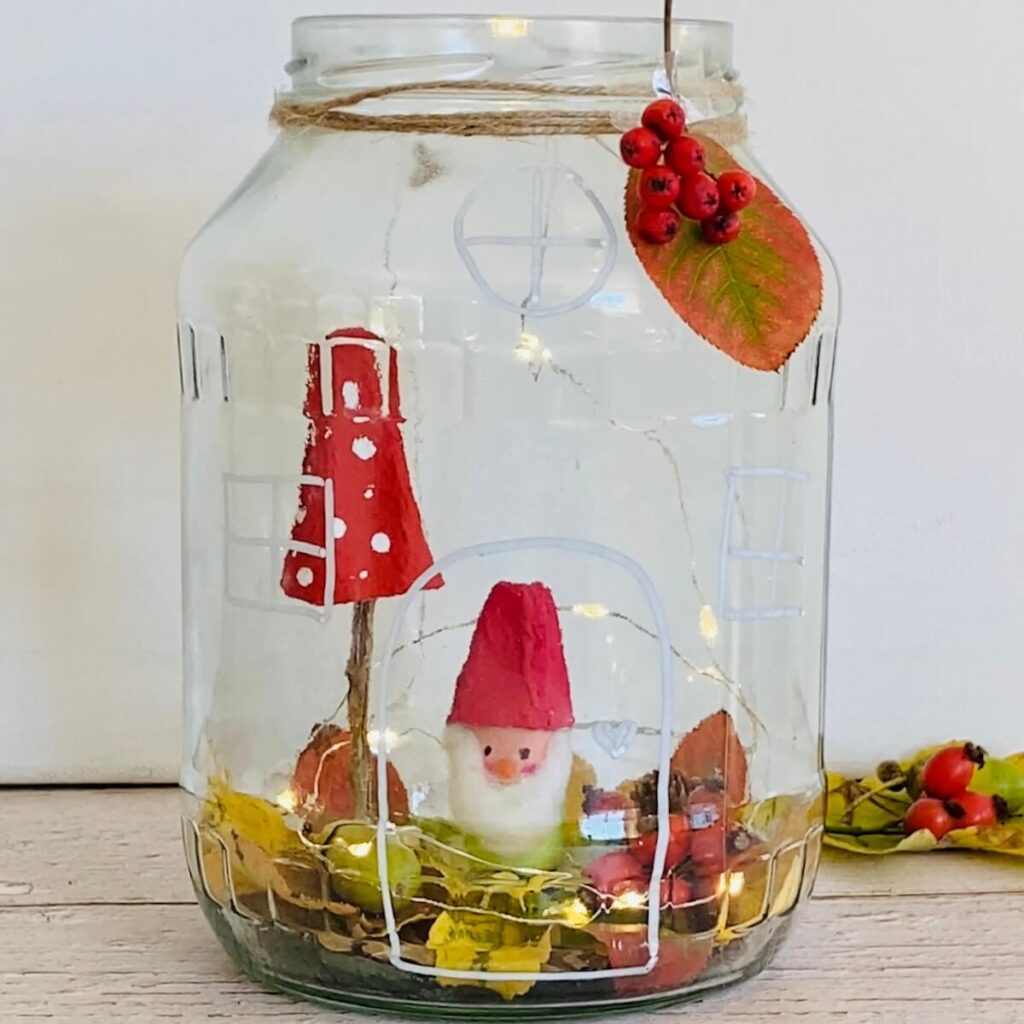 wichtel windlicht aus glas basteln