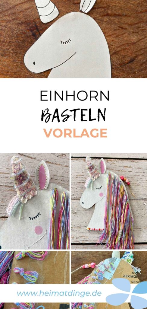 einhorn mit vorlage basteln pinterest pin
