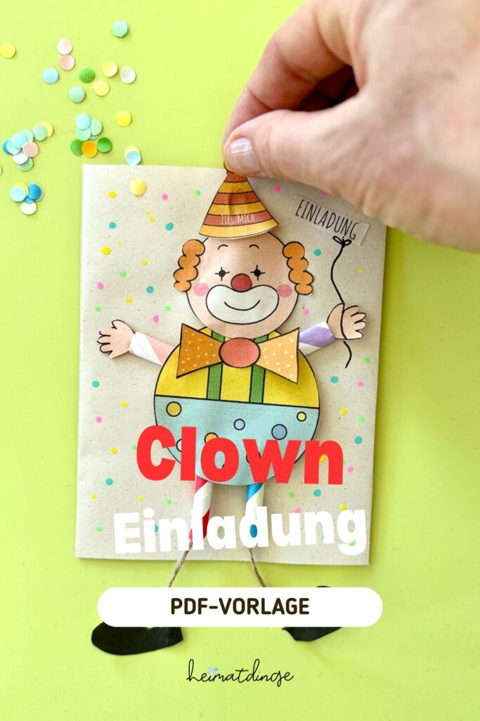 Clown Einladung basteln Pintrest Pin 
