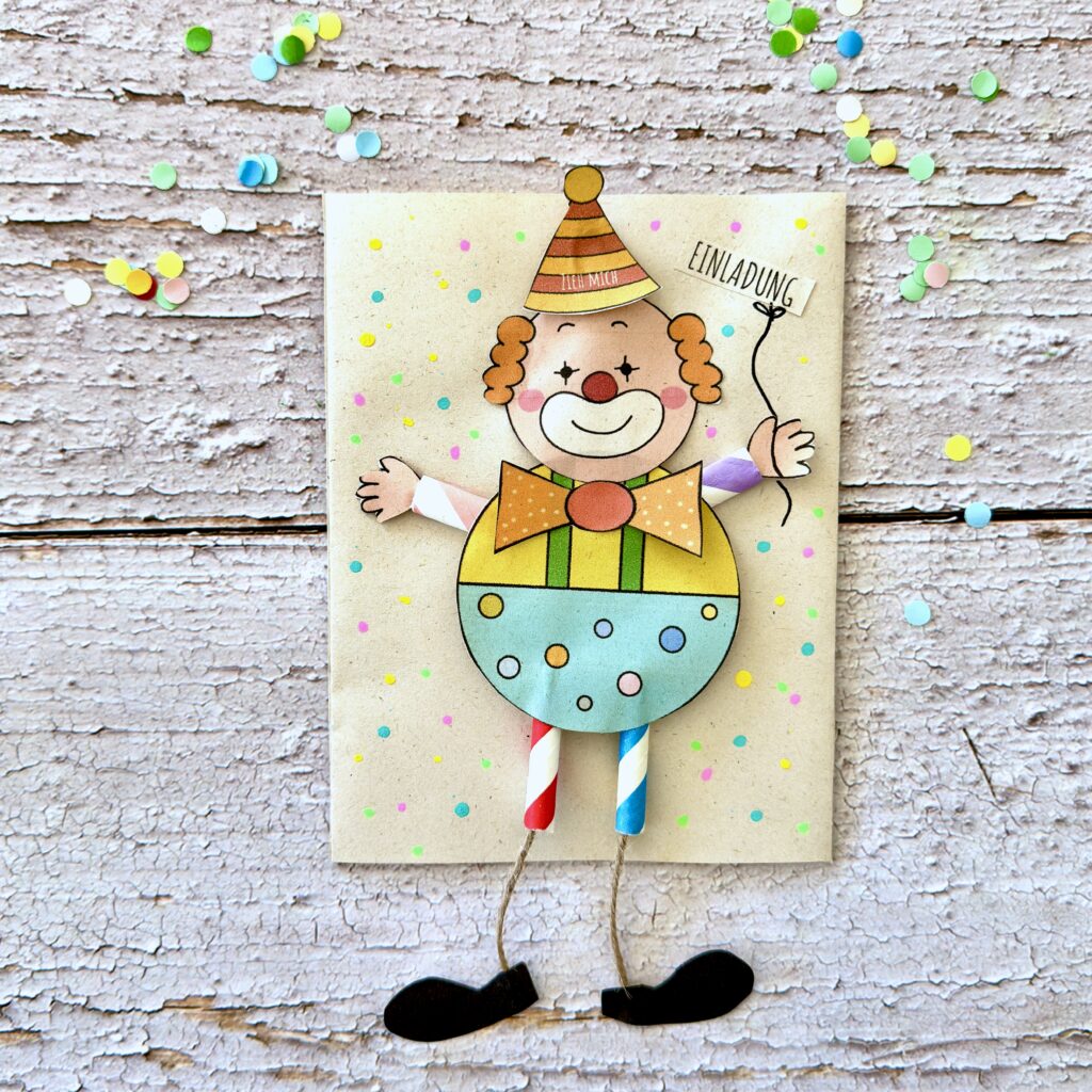 PDF-Vorlage für eine Clown Einladung für den Kindergeburtstag