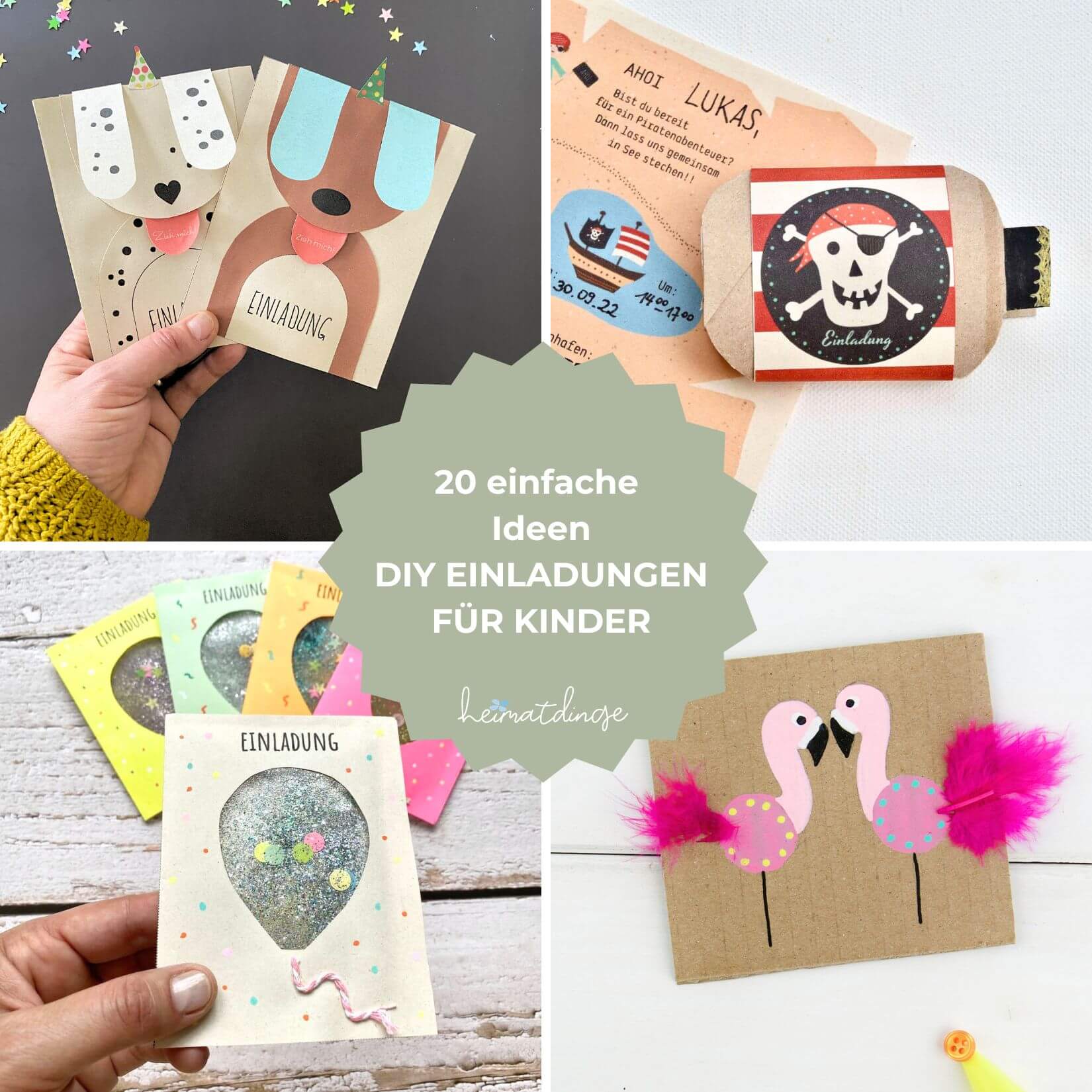 20 Ideen für Einladungen für den Kindergeburtstag mit Vorlage oder zum Nachbasteln