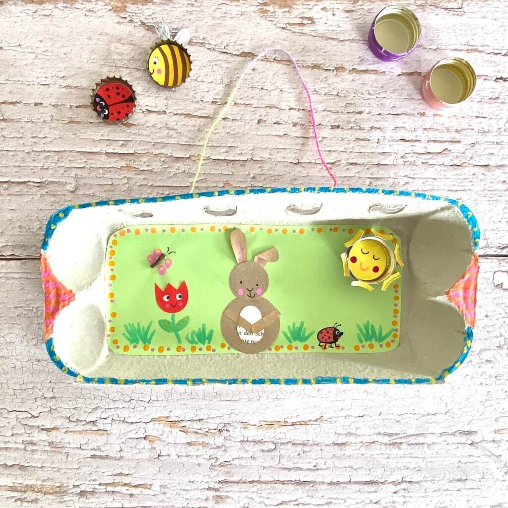 Ostercollage aus Eierkarton mit Osterhase basteln